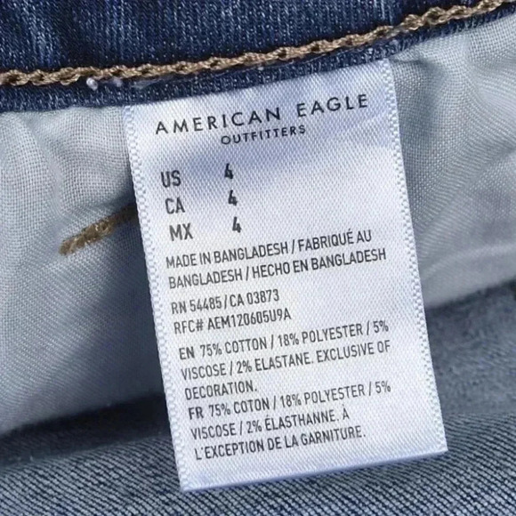 American Eagle  Curvy Hi-Rise Shortie Jean Shorts Blue Denim Size 4 - Picture 5 of 9